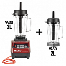 LICUADORA FRAPEADORA POTENCIA 3HP VASO 2L + VASO 2L COLOR ROJO