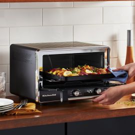 HORNO 16 PULGADAS, 9 FUNCIONES DE COCCION, INCLUYE MOLDE PARA HORNEAR NEGRO MATE.