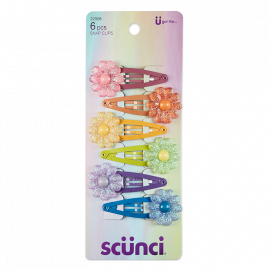 CLIPS DE FLORES EN COLORES X6