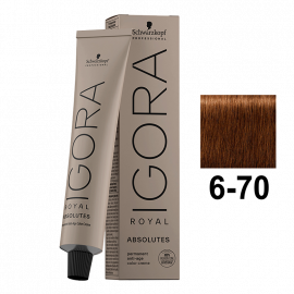 SCHWARZKOPF IGORA ABSOLUTES HD TINTE 6-70 RUBIO OSCURO COBRIZO NATURAL 60ml.