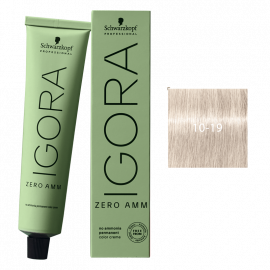 SCHWARZKOPF IGORA ZERO AMM TINTE 10-19 RUBIO PLATINO CENIZA VIOLETA  60ml.