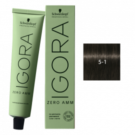 SCHWARZKOPF IGORA ZERO AMM TINTE 5-1 CASTAÑO CLARO CENIZO 60ml.
