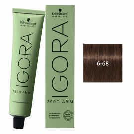 SCHWARZKOPF IGORA ZERO AMM TINTE 6-68 RUBIO OSCURO MARRON ROJIZO 60ml.