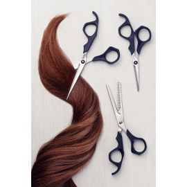 TIJERA PARA CABELLO SUPERCORT CON HOJA DE ACERO INOXIDABLE FILO DE NAVAJA Y MANGO DE POLIPROPILENO ONIX DE 5 in