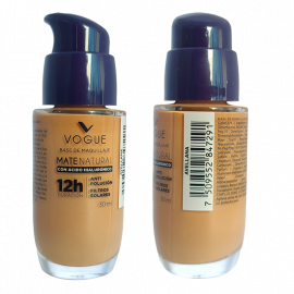 BASE MAQUILLAJE MATE NATURAL CON ÁCIDO HIALURÓNICO 12h. 30ml. AVELLANA