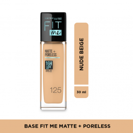 BASE LIQUIDA BASE FIT ME MATTE + PORELESS 16H 30ml 125 NUDE BEIGE