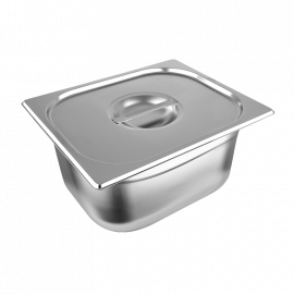 BANDEJA CON TAPA 1/2  A. INOX  TAMANO 12.80 plg X 10.43 plg - 32.5 X 26.5 X 15 CM  - 8.5L