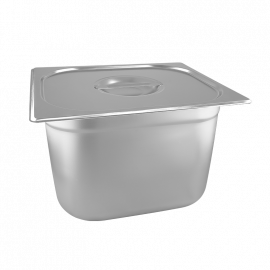 BANDEJA CON TAPA 1/2  A. INOX  TAMANO 12.80 plg X 10.43 plg - 32.5 X 26.5 X 20 CM  - 11.5L