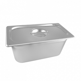 BANDEJA CON TAPA 1/3  A. INOX  TAMANO 12.80 plg X 6.93 plg - 32.5 X 17.6 X 15 CM  - 5.7L