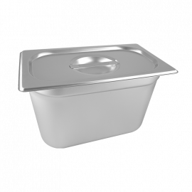 BANDEJA CON TAPA 1/3  A. INOX  TAMANO 12.80 plg X 6.93 plg - 32.5 X 17.6 X 20 CM  - 7.3L