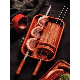 BROCHETA PARA BARBACOA CON HOJA DE ACERO INOXIDABLE Y MANGO DE MADERA DE 65 cm