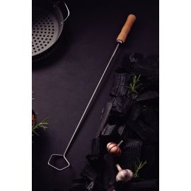 ESPARCIDOR DE BRASAS PARA BARBACOA CON HOJA DE ACERO INOXIDABLE Y MANGO DE MADERA NATURAL DE 67 cm