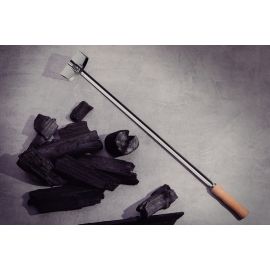 MANGO PARA BRASAS CHURRASCO CON HOJA DE ACERO INOXIDABLE Y MANGO DE MADERA 72.7 cm