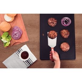 ESPATULA PARA FREIR CON HOJA DE ACERO INOXIDABLE Y MANGO DE MADERA TRATADA CON POLYWOOD ROJO 5 in
