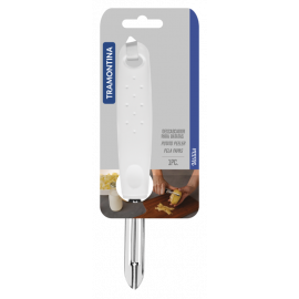 PELADOR DE PAPAS MANUAL UTILITA DE ACERO INOXIDABLE CON MANGO DE POLIPROPILENO BLANCO