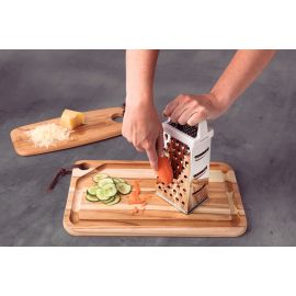 RALLADOR UTILITA DE ACERO INOXIDABLE DE 4 CARAS Y MANGO DE ABS BLANCO