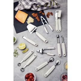 RASPADOR DE LIMON UTILITA DE ACERO INOXIDABLE Y MANGO DE POLIPROPILENO BLANCO