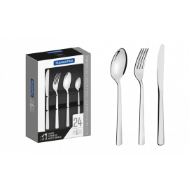 JUEGO DE CUBIERTOS OSLO DE ACERO INOXIDABLE CON CUCHILLOS DE MESA ACABADO ALTO BRILLO 24 PIEZAS