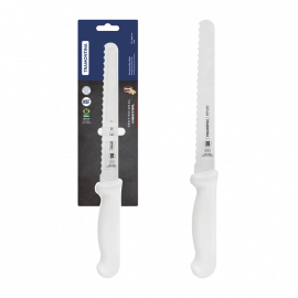 CUCHILLO PROFESIONAL PARA PASTEL/PAN CON HOJA DE ACERO INOXIDABLE DE 8 in Y MANGO DE POLIPROPILENO BLANCO