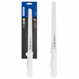 CUCHILLO PROFESIONAL PARA PASTEL/PAN CON HOJA DE ACERO INOXIDABLE DE 10 in Y MANGO DE POLIPROPILENO BLANCO