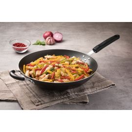 WOK LORETO DE ALUMINIO CON REVESTIMIENTO INTERNO ANTIADHERENTE STARFLON MAX Y MANGO DE BAQUELITA GRAFITO 36 cm 6 L