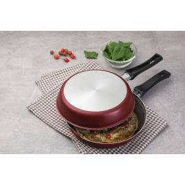 TORTILLA LORETO DE ALUMINIO CON REVESTIMIENTO INTERNO DE ANTIADHERENTE STARFLON MAX Y MANGOS DE BAQUELITA 20 cm ROJA