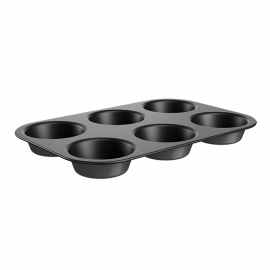 MOLDE PARA HORNEAR CUPCAKE, 6 DIVISIONES, ALUMINIO, BASE GRAFITO