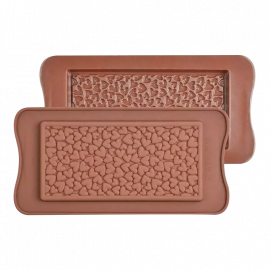 MOLDESILICON PARA CHOCOLATE TABLETA CORAZONES