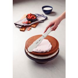 ESPATULA PARA PASTELERIA PROFESIONAL CON HOJA DE ACERO INOXIDABLE DE 6 in Y MANGO DE POLIPROPILENO BLANCO
