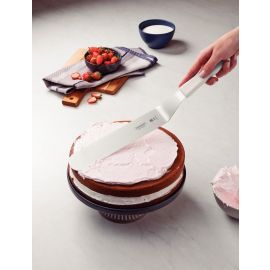 ESPATULA PARA PASTELERIA PROFESIONAL CON HOJA DE ACERO INOXIDABLE DE 12 in Y MANGO DE POLIPROPILENO BLANCO