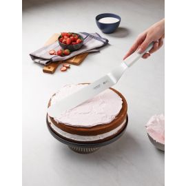ESPATULA PARA PASTELERIA PROFESIONAL CON HOJA DE ACERO INOXIDABLE DE 12 in Y MANGO DE POLIPROPILENO BLANCO