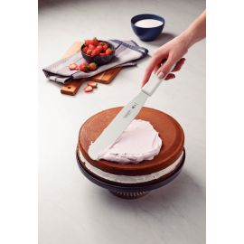 ESPATULA PARA PASTELERIA PROFESIONAL CON HOJA DE ACERO INOXIDABLE DE 8 in Y MANGO DE POLIPROPILENO BLANCO