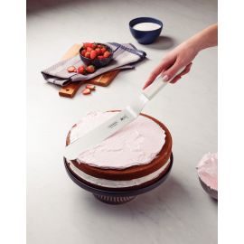 ESPATULA PARA PASTELERIA PROFESIONAL CON HOJA DE ACERO INOXIDABLE DE 10 in Y MANGO DE POLIPROPILENO BLANCO