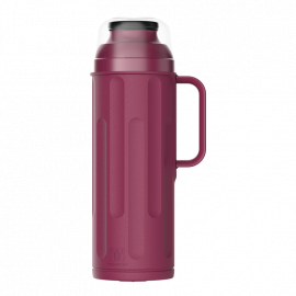 TERMO PERSONAL 1L CON AMPOLLA DE VIDRIO COLOR VINO