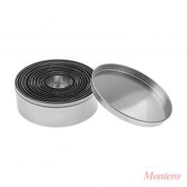 JUEGO DE CORTADORES DE MASA DE ACERO INOXIDABLE REDONDO LISO 10 PZ